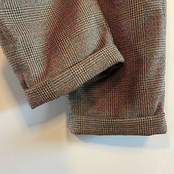 VTG Jennifer & Grace Brown Wool Plaid Pleated Front Cuffed Trouser Pants | SZ 12 - Picture 6 of 10